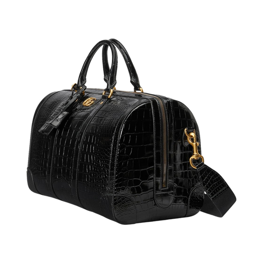 구찌 크로커다일 더플백 더블 G 블랙(Gucci Crocodile Duffle Bag with Double G Black) - 2