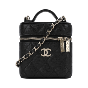 Chanel Small Vanity with Chain Grained Calfskin & Gold Black