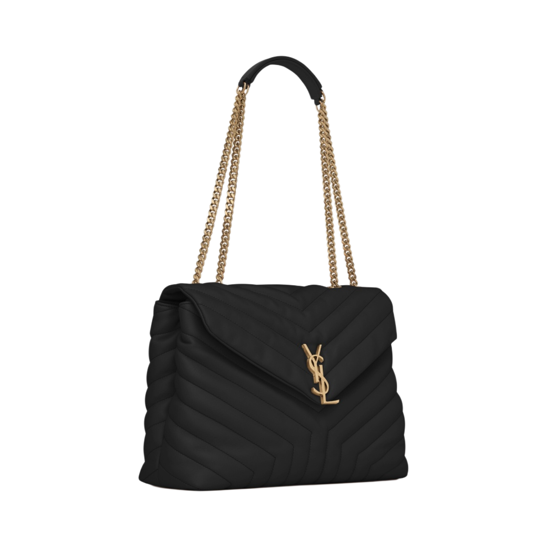 생로랑 마틀라세 Y 레더 브론즈 모노그램 루루 미디움백 블랙(Saint Laurent Bronze Monogram Loulou Medium Bag in Matelasse Y Leather Black) - 2
