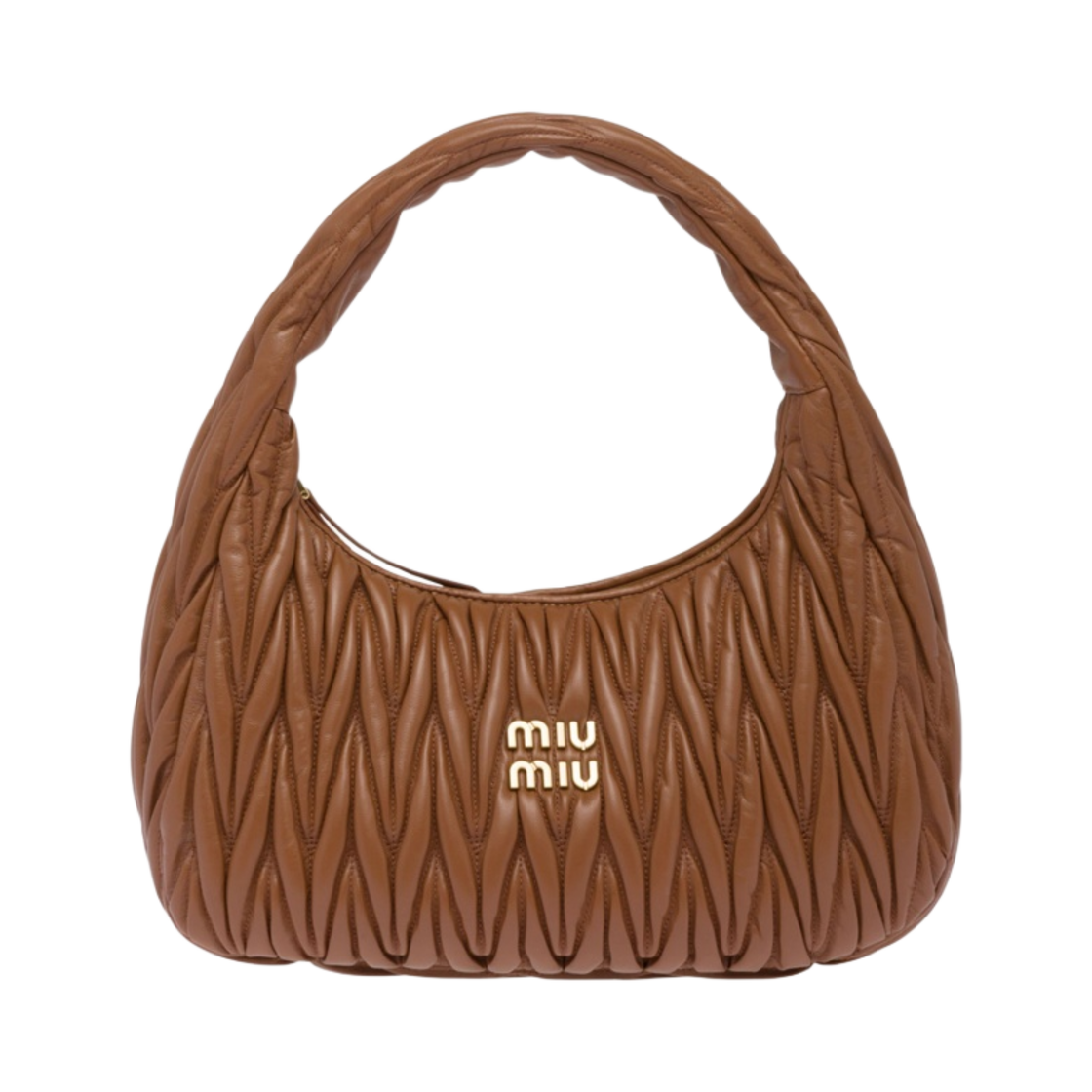 미우 미우 완더 마테라쎄 나파 레더 호보백 코냑(Miu Miu Wander Matelasse Nappa Leather Hobo Bag Cognac) - 1
