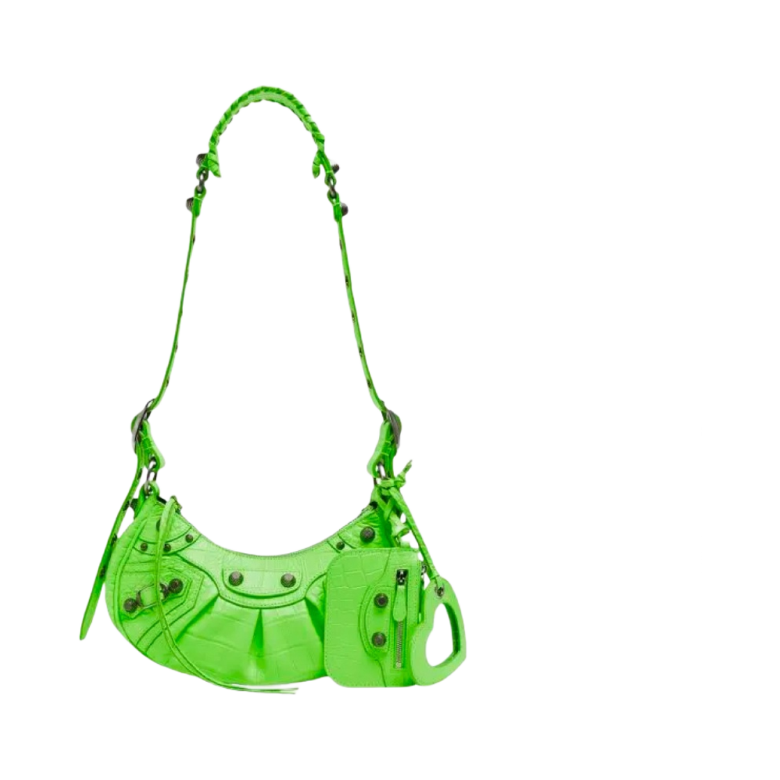 발렌시아가 크로커다일 엠보스드 카프스킨 르 카골 XS 숄더백 브라이트 그린(Balenciaga Le Cagole XS Shoulder Bag in Crocodile Embossed Calfskin Bright Green) - 1