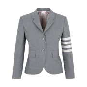 (W) Thom Browne Plain Weave Suiting Classic 4-Bar Jacket Medium Grey