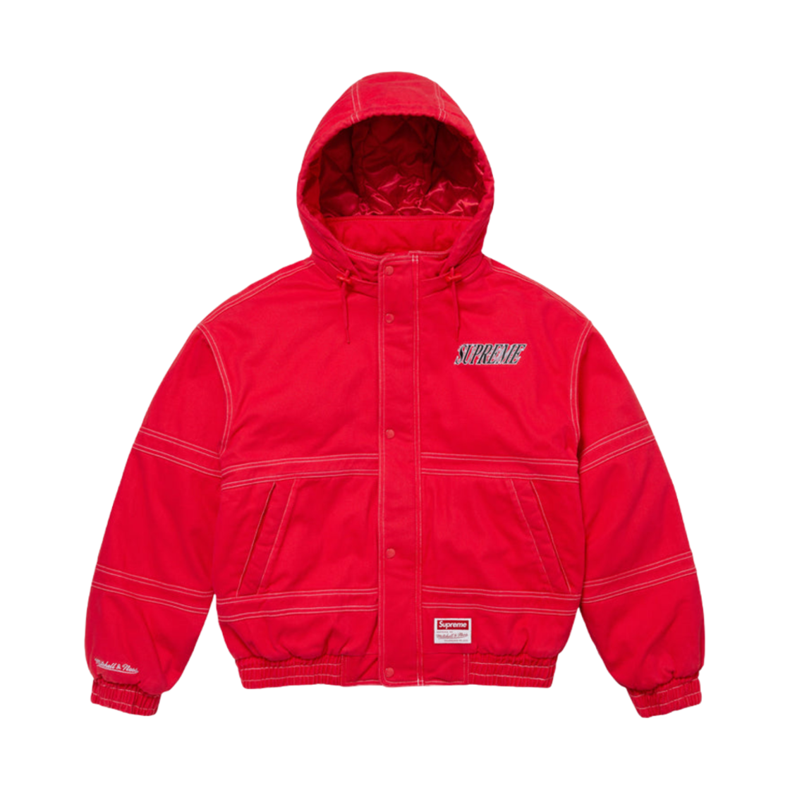 슈프림 미첼 & 네스 트윌 스타디움 자켓 레드 - 24FW(Supreme Mitchell & Ness Twill Stadium Jacket Red - 24FW)