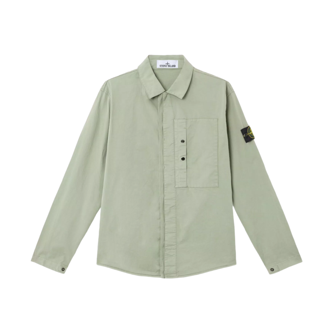 K1S1512000-33S0010-V0055 Stone Island 1200033 Supima Cotton Twill Stretch-TC Overshirt with Hidden Snap Fastening Sage Green - 25SS