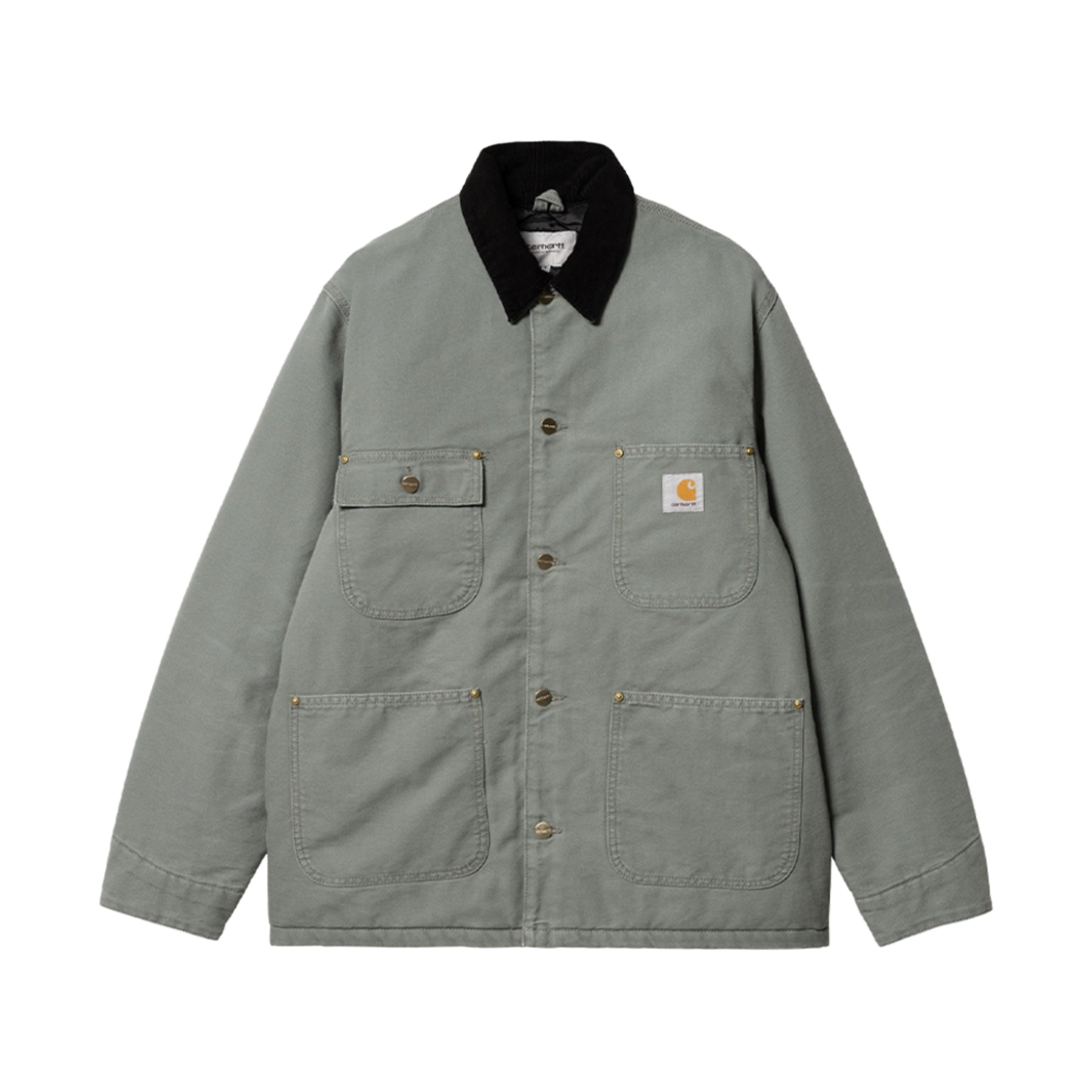 칼하트 WIP 디어본 캔버스 OG 초어 코트 스모크 그린 에이지드 캔버스 - 윈터