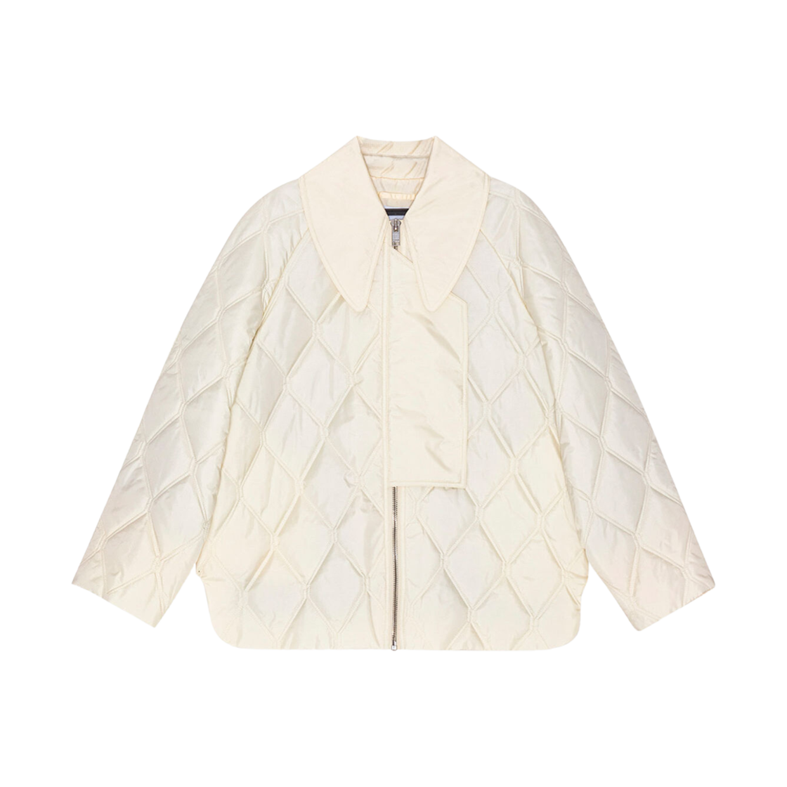 (W) 가니 립스탑 퀼트 자켓 에그렛((W) Ganni Ripstop Quilt Jacket Egret)