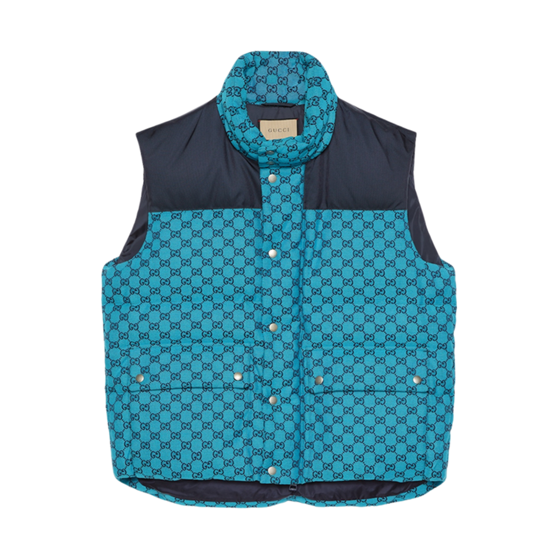 구찌 GG 캔버스 다운 질레 라이트 블루 블루(Gucci GG Canvas Down Gilet Light Blue Blue) - 3