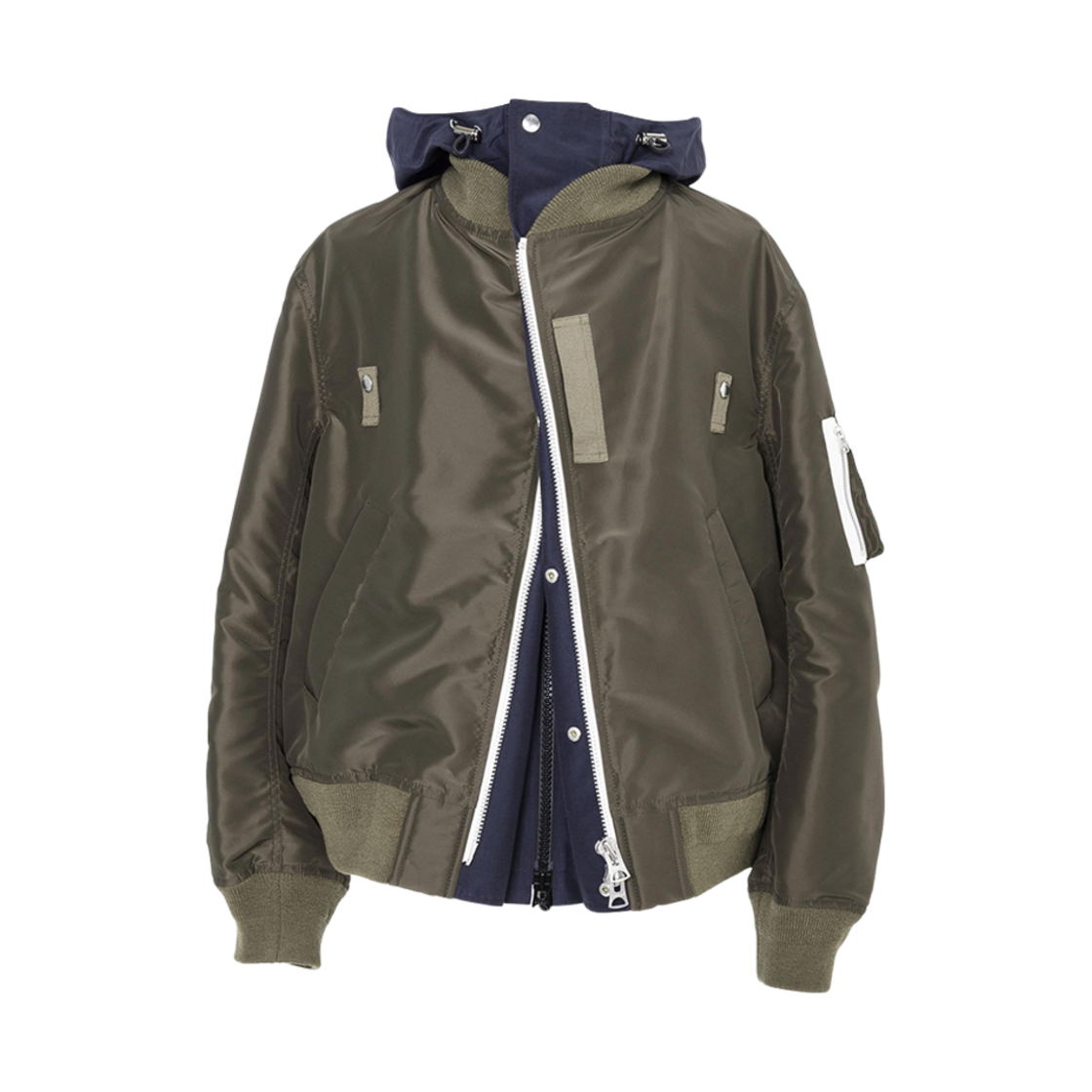 사카이 나일론 트윌 그로그랭 블루종 다크 카키 네이비(Sacai Nylon Twill Grosgrain Blouson Dark Khaki Navy)