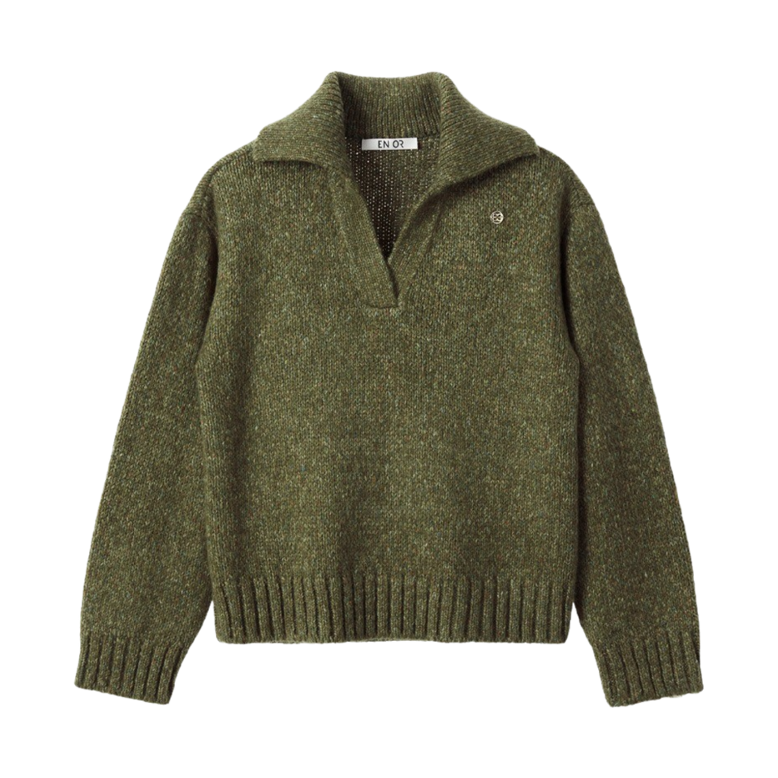 엔오르 우먼 오픈 카라 알파카 풀오버 카키(En Or Women Open Collar Alpaca Pullover Khaki)