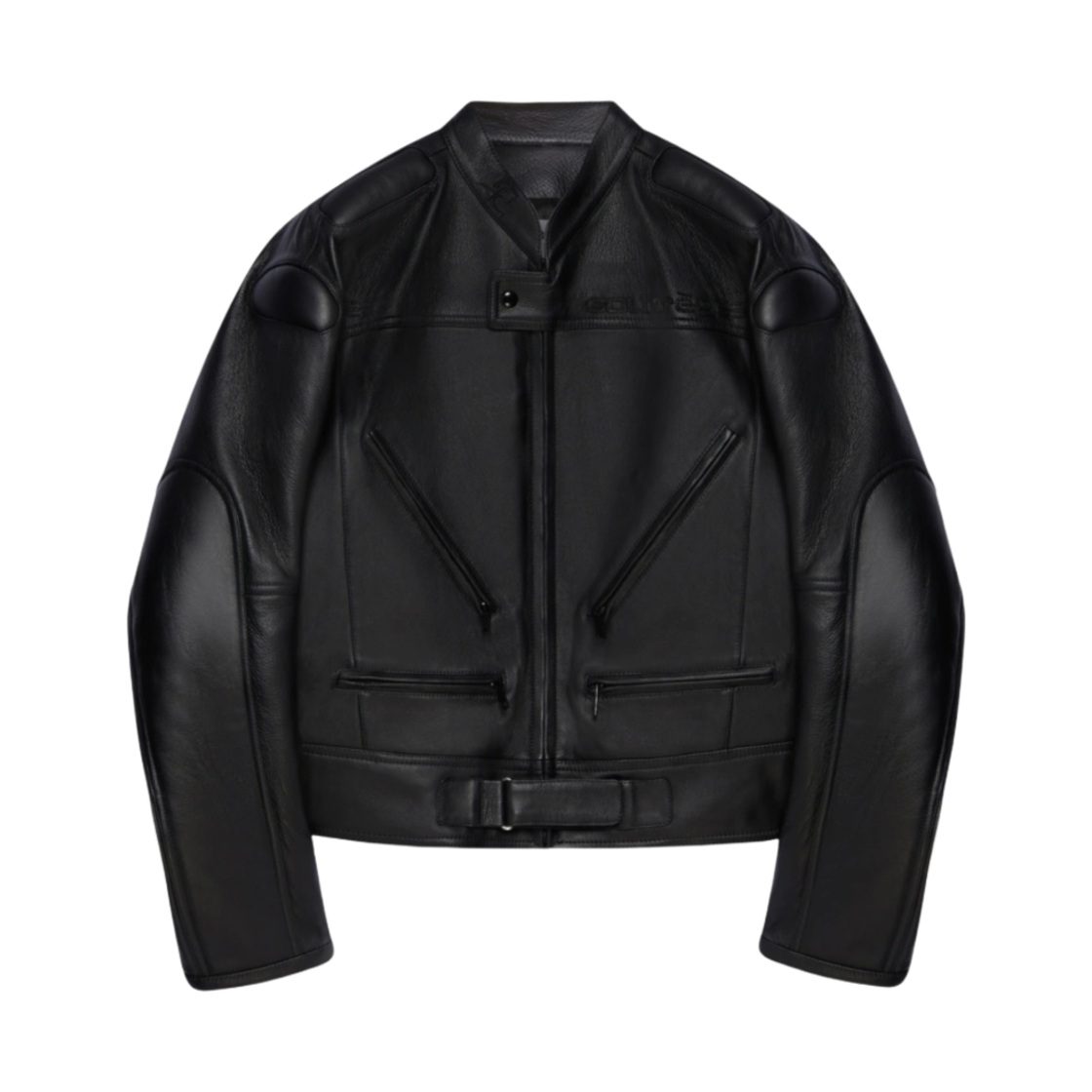(W) 꾸레쥬 레이서 블랙 레더 자켓 블랙((W) Courreges Racer Black Leather Jacket Black)