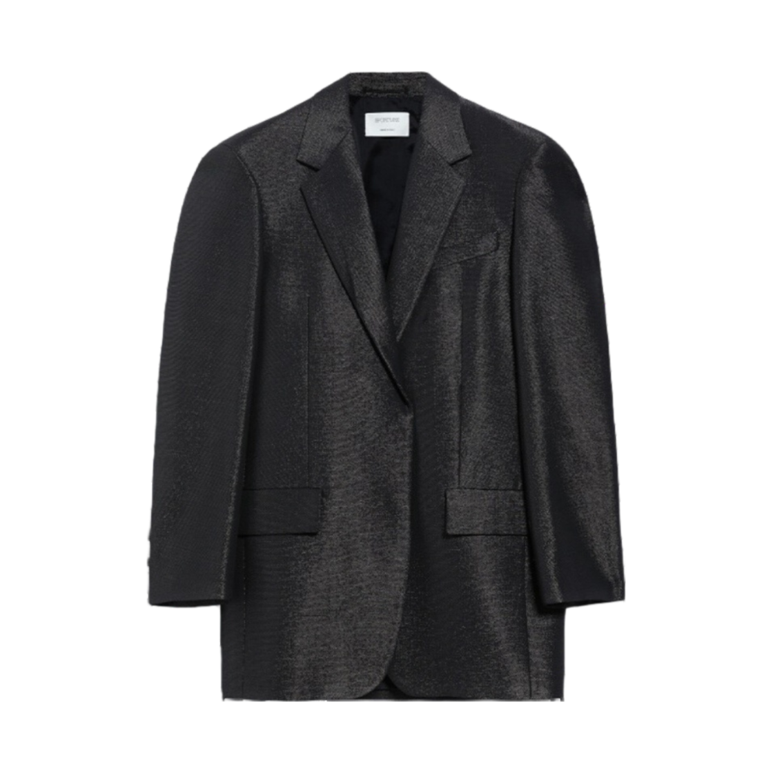 (W) 막스마라 스포츠맥스 바포 오버사이즈드 블레이저 메탈 이펙트 패브릭 블랙((W) Max Mara Sportmax Baffo Oversized Blazer In Metal Effect Fabric Black) - 1