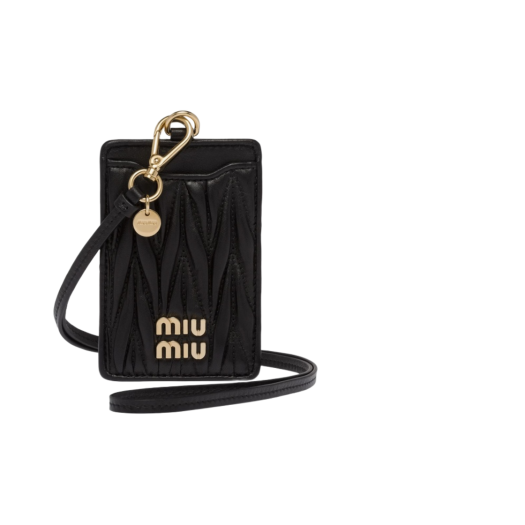 Miu Miu Matelasse Nappa Leather Badge Holder Black