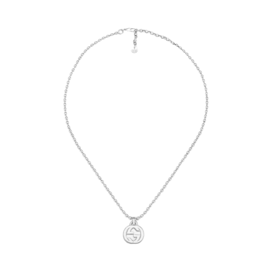 (W) 구찌 인터로킹 G 펜던트 네클리스 925 스털링 실버((W) Gucci Interlocking G Pendant Necklace 925 Sterling Silver) - 1