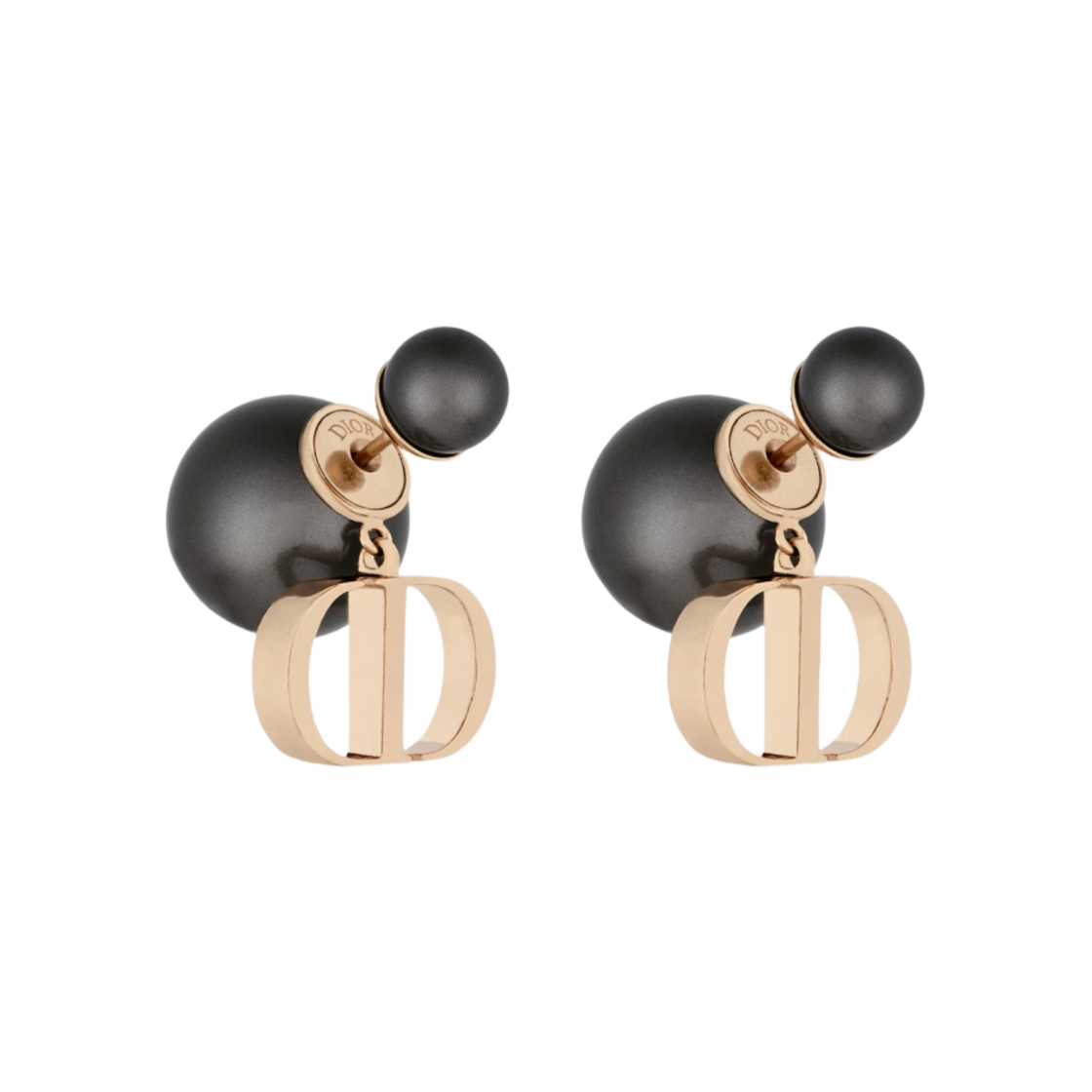 (W) 디올 트리발 이어링 브론즈 피니쉬 메탈 그레이 레진 펄((W) Dior Tribales Earrings Bronze Finish Metal Gray Resin Pearls) - 1