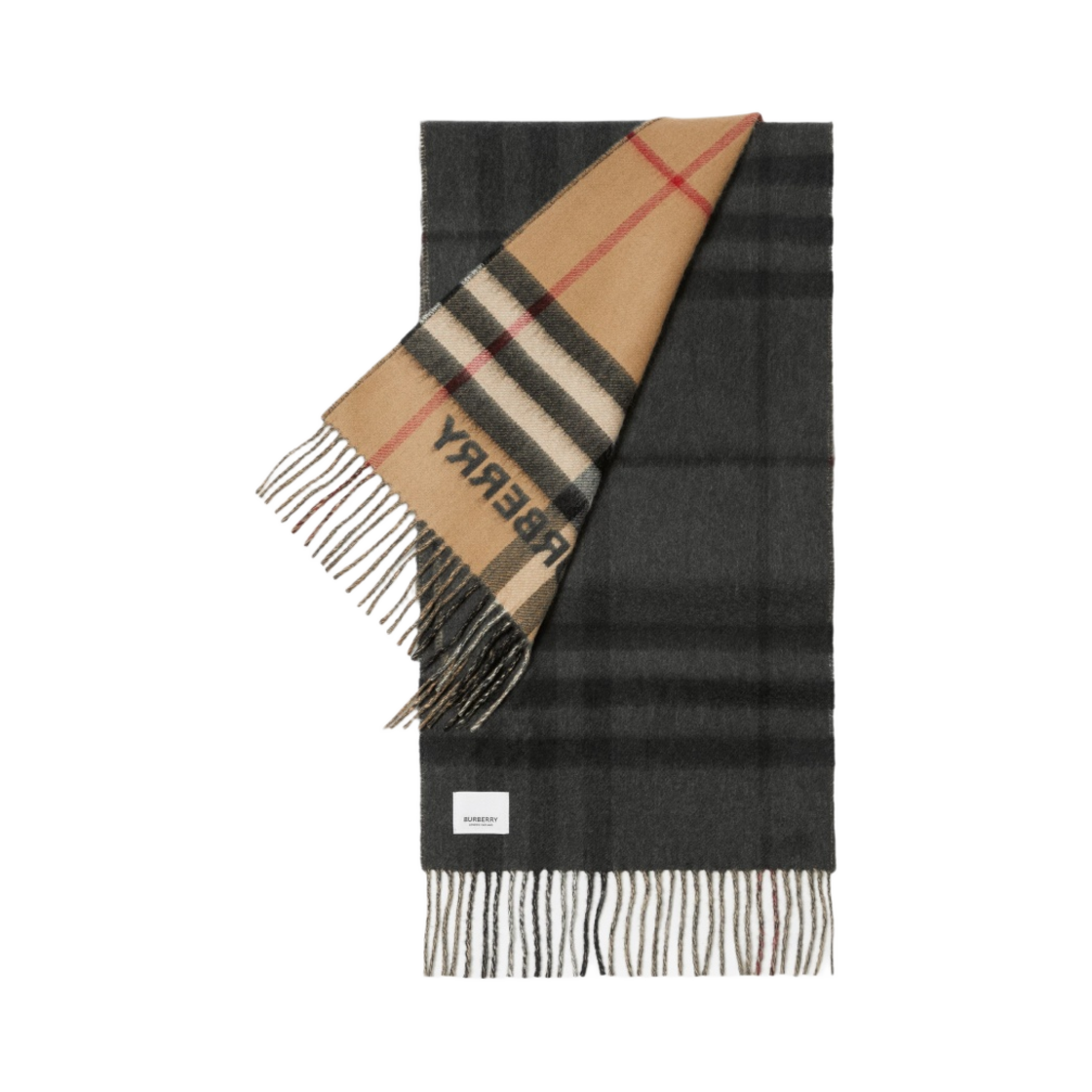 버버리 콘트라스트 체크 캐시미어 머플러 아카이브 베이지 블랙(Burberry Contrast Check Cashmere Muffler Archive Beige Black) - 3