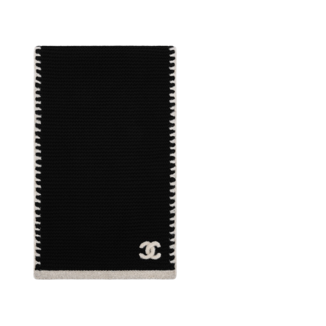 (W) 샤넬 머플러 캐시미어 & 블랙 아이보리((W) Chanel Muffler Cashmere & Black Ivory)