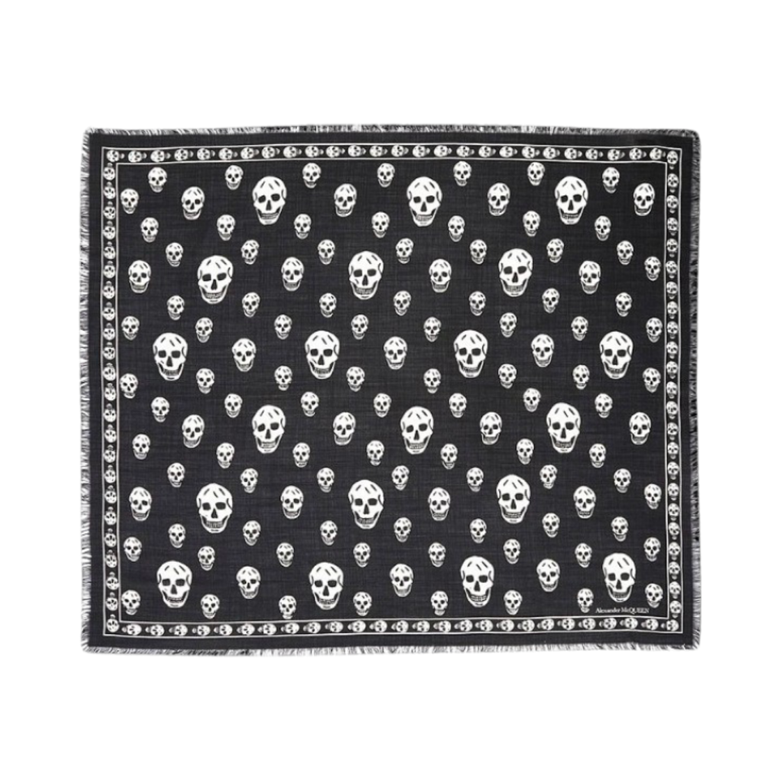 (W) 알렉산더 맥퀸 클래식 실크 블렌드 스컬 스카프 블랙((W) Alexander McQueen Classic Silk Blend Skull Scarf Black)