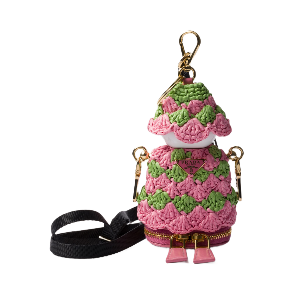 프라다 소프트 로봇 크로쉐 백 펜던트 페탈 핑크 론 그린(Prada Soft Robot Crochet Bag Pendant Petal Pink Lawn Green) - 1