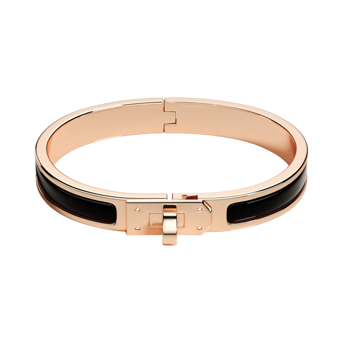H200004FO01 (W) Hermes Mini Clic Kelly Bracelet Rose Gold & Noir