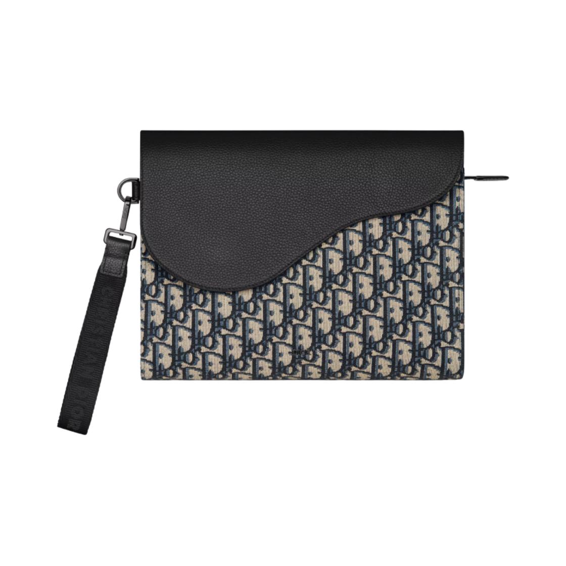 2ADCA540YKS-H27E Dior Saddle A5 Triangle Pouch Dior Oblique Jacquard with Grained Calfskin Beige Black