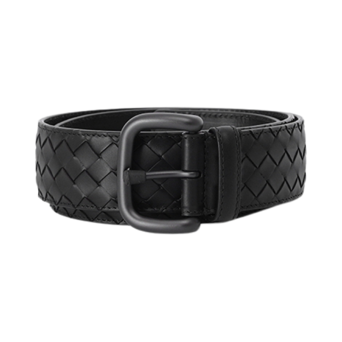 173784V47W01275 Bottega Veneta Intrecciato Leather Belt Black