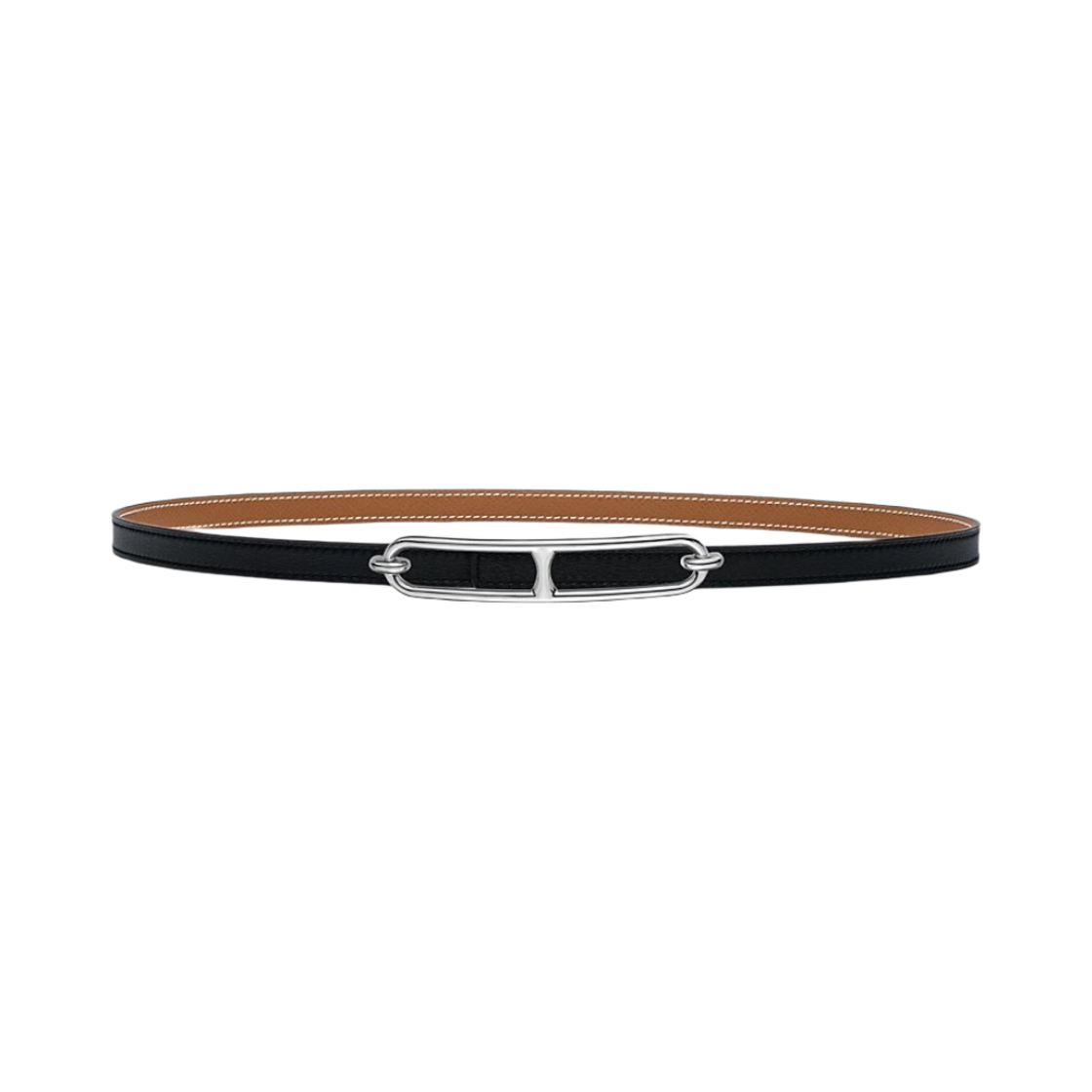 H070166CK05/H065538CAAB (W) Hermes Roulis Belt Buckle & Reversible Leather Strap 13mm & Silver Noir Gold - 대표 이미지 #1