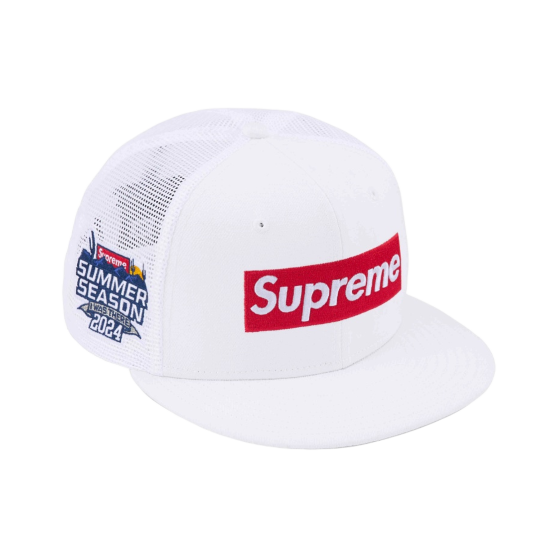 슈프림 박스로고 메쉬 백 뉴에라 화이트 - 24SS