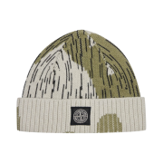 Stone Island N23B3 Rain Camo Mixed Yarn Beanie Ecru - 21FW