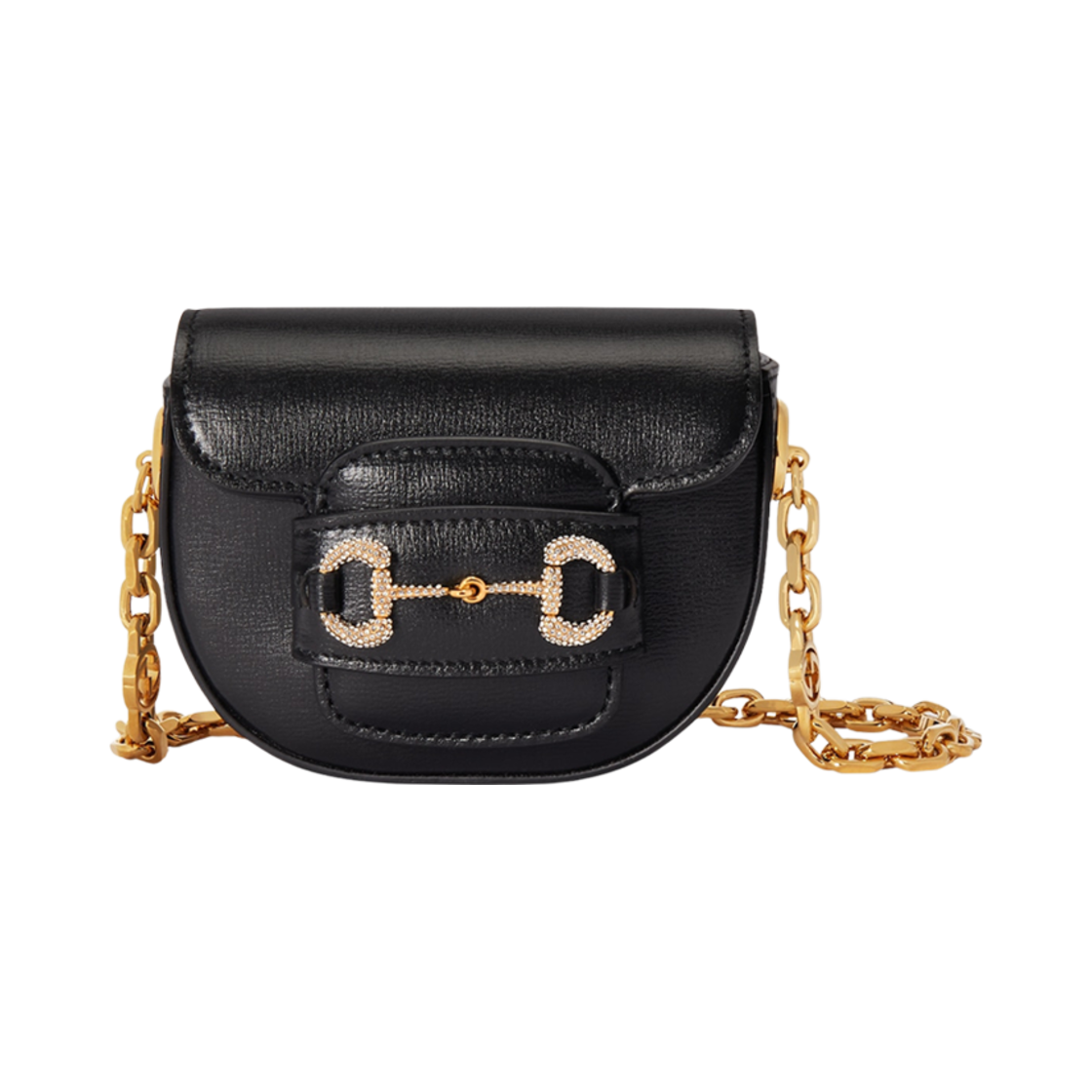 764504-AACSV-1155 Gucci Horsebit 1955 Rounded Belt Bag Black Leather