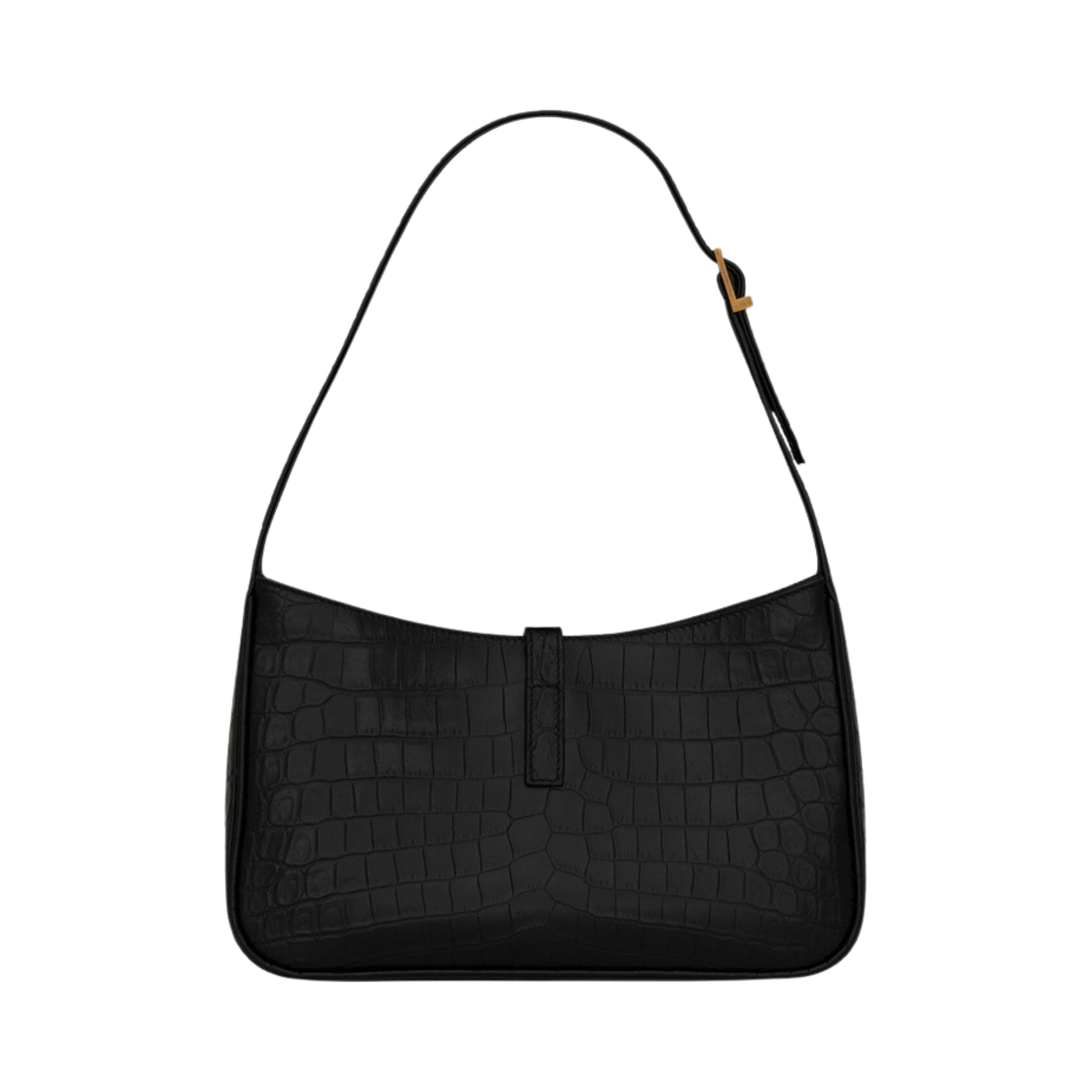 생로랑 크로커다일 엠보스 샤이니 레더 브론즈 모노그램 르 5 아 7 호보백 블랙(Saint Laurent Bronze Monogram Le 5 A 7 Hobo Bag in Crocodile Embossed Shiny Leather Black) - 4