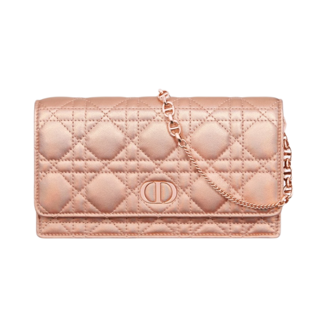디올 오르 디올 카로 파우치 이리디센트 메탈릭 핑크 까나쥬 램스킨(Dior Or Dior Caro Pouch Iridescent Metallic Pink Cannage Lambskin) - 1