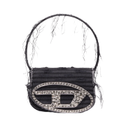 Diesel 1DR Iconic Shoulder Bag in Canvas and Leather Black