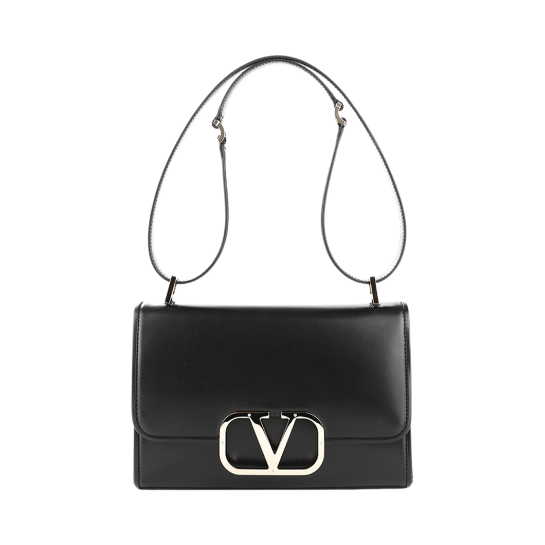 B0L49MUS0NO Valentino Vlogo Shoulder Bag Black