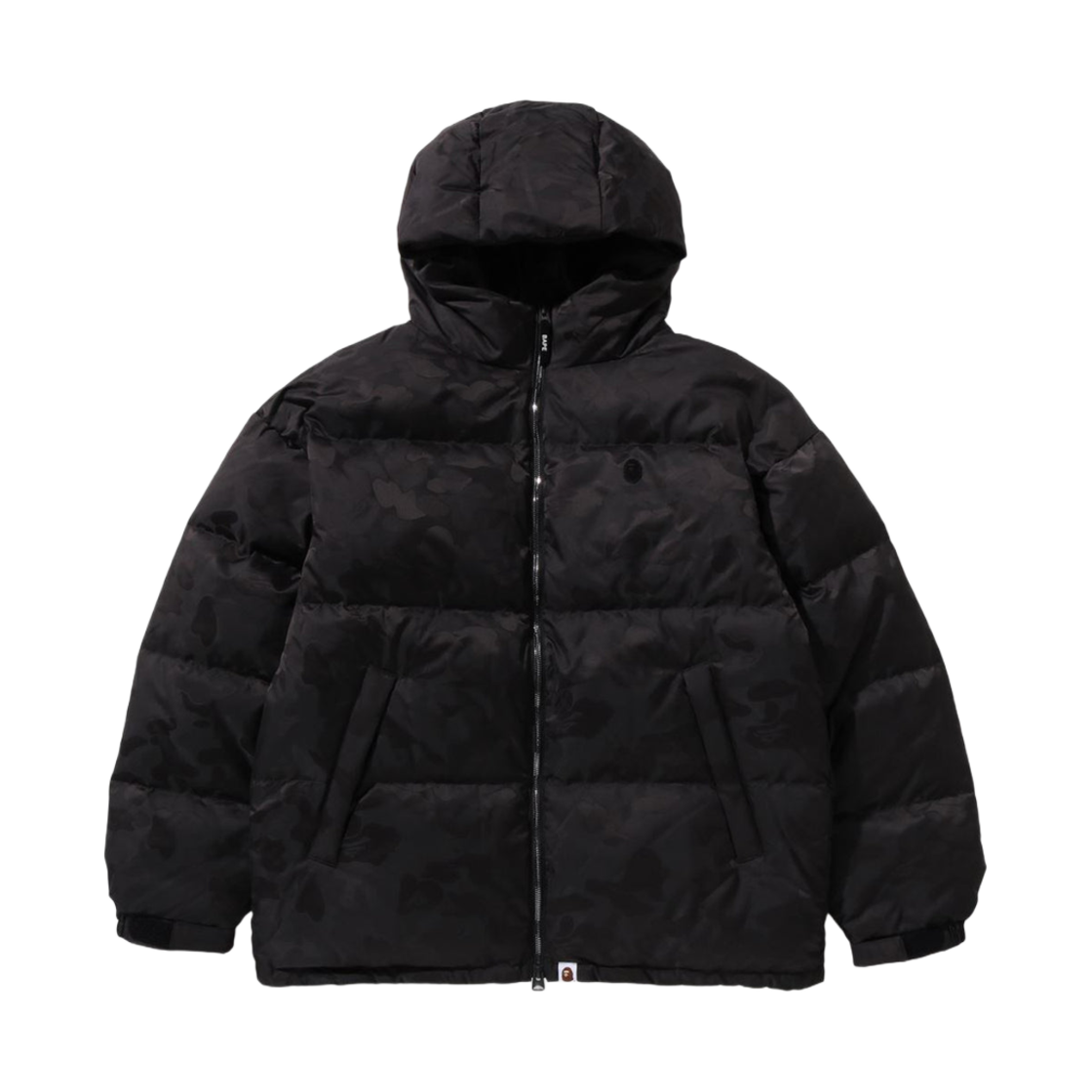 0ZXDNM144001N BAPE Solid Camo Jacquard Down Jacket Black