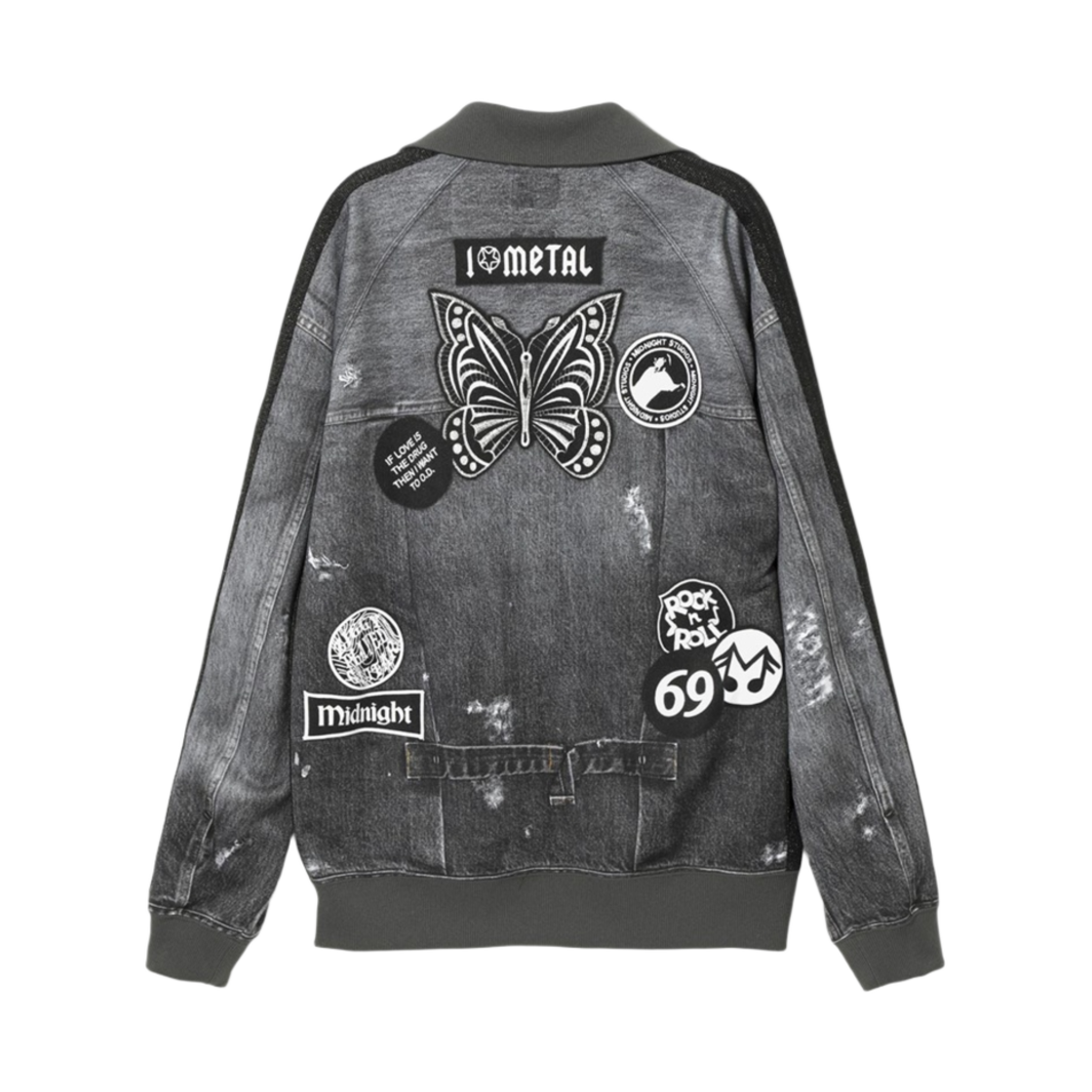 니들스 x 미드나잇 스튜디오 트랙 자켓 폴리 스무스 트롱프 뢰유 블랙(Needles x Midnight Studios Track Jacket Poly Smooth Trompe L'oeil Black) - 2