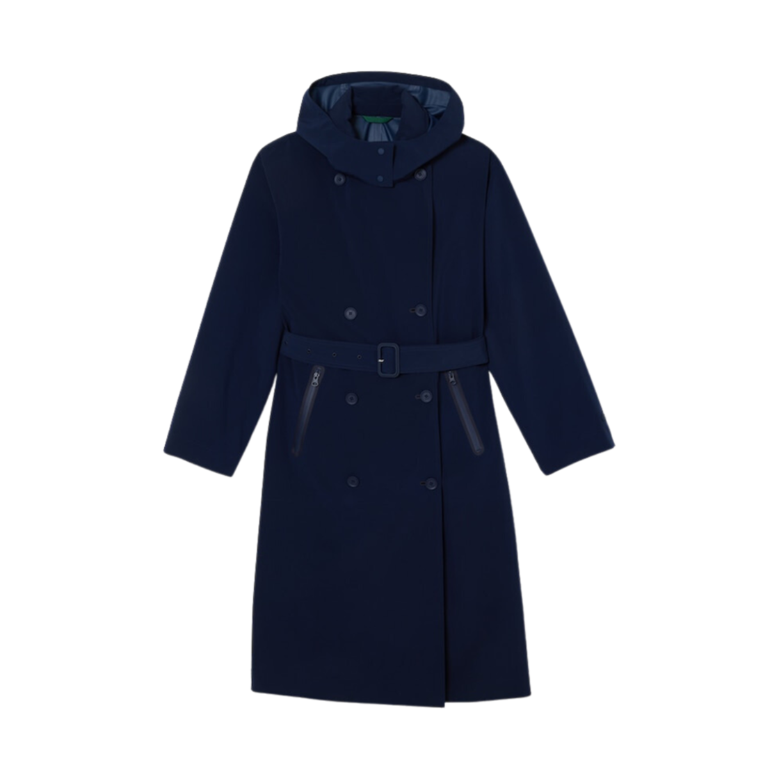 (W) 라코스테 후드 트렌치코트 네이비 블루((W) Lacoste Hoodie Trenchcoat Navy Blue)