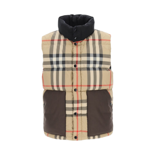 Burberry Check Recycled Puffer Gilet Archive Beige