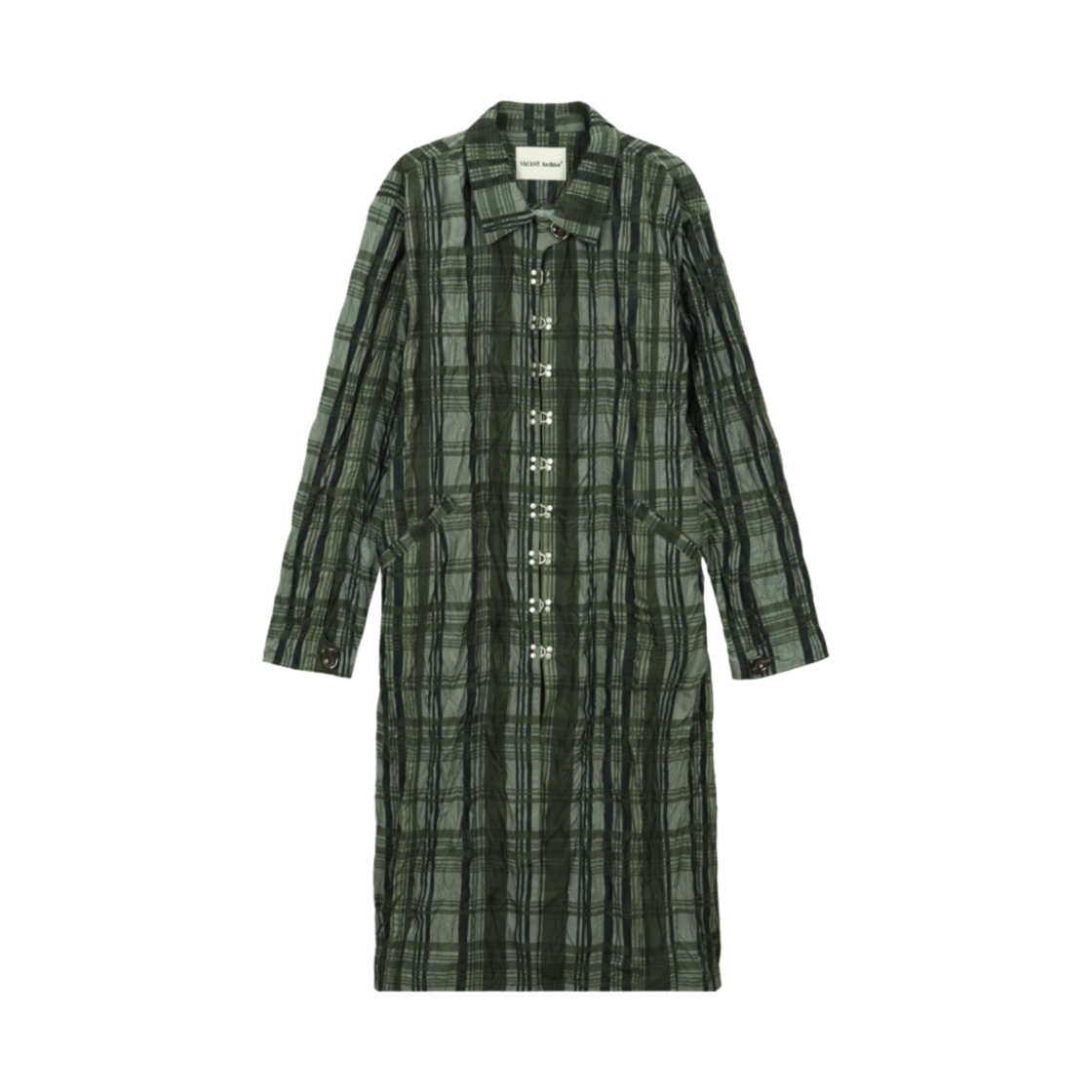 VAK251SS002BK10_05 Vacant Archive Hadid Check Wrinkle Hook Coat  Olive