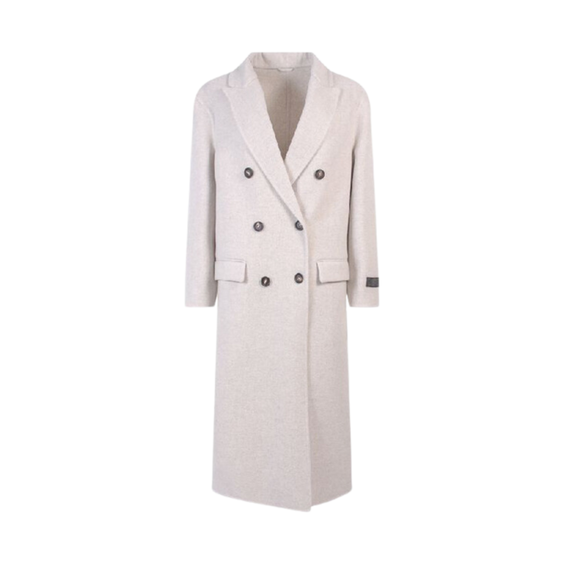 (W) 브루넬로 쿠치넬리 모닐리 라벨 캐시미어 더블 코트 아이보리((W) Brunello Cucinelli Monili Label Cashmere Double Coat Ivory) - 1