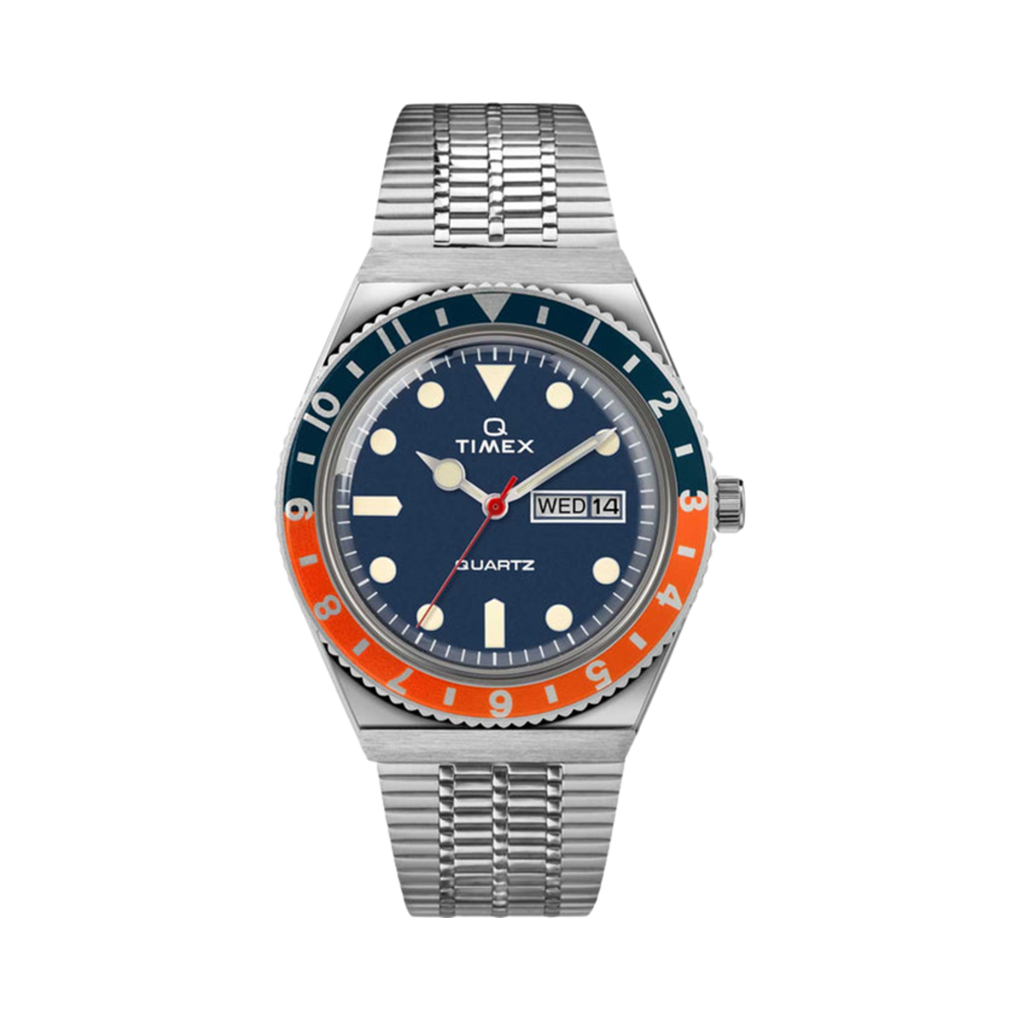 TW2U61100 Timex Q Reissue 38mm Stainless Steel Blue Orange