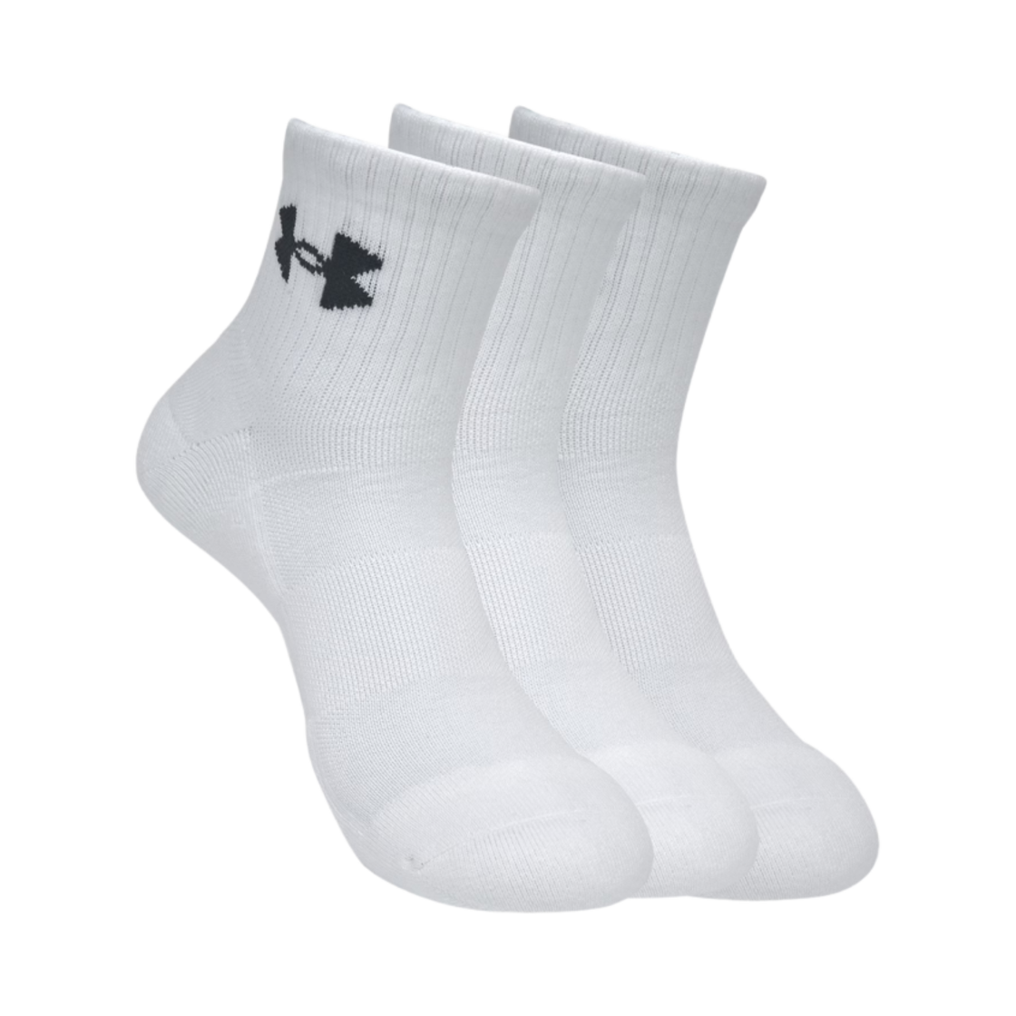 1386372-101 Under Armour Training Cotton Quarter Socks White Black (3 Pack)