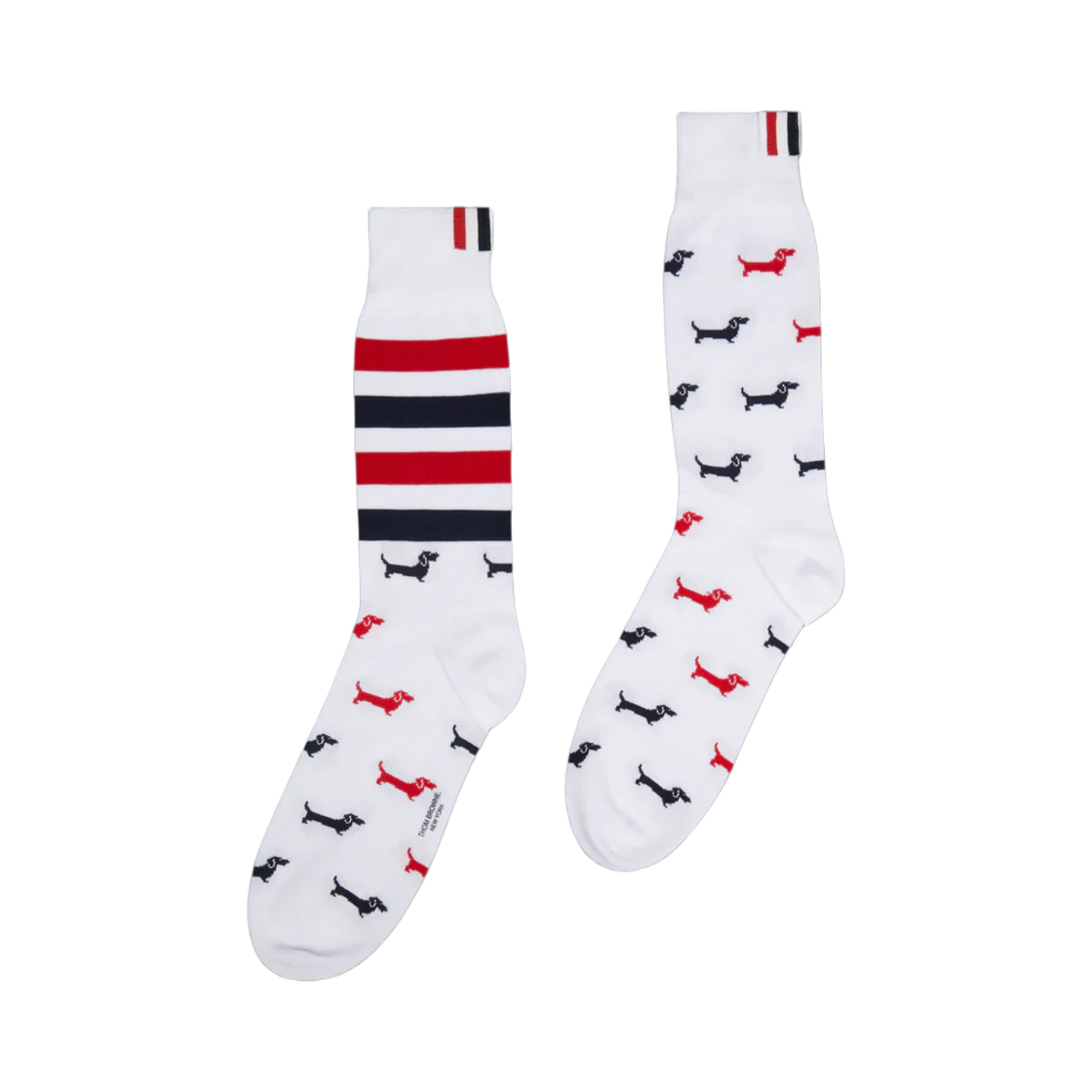 MAS200B-Y3012-100 Thom Browne Cotton 4-Bar Hector Mid Calf Socks White
