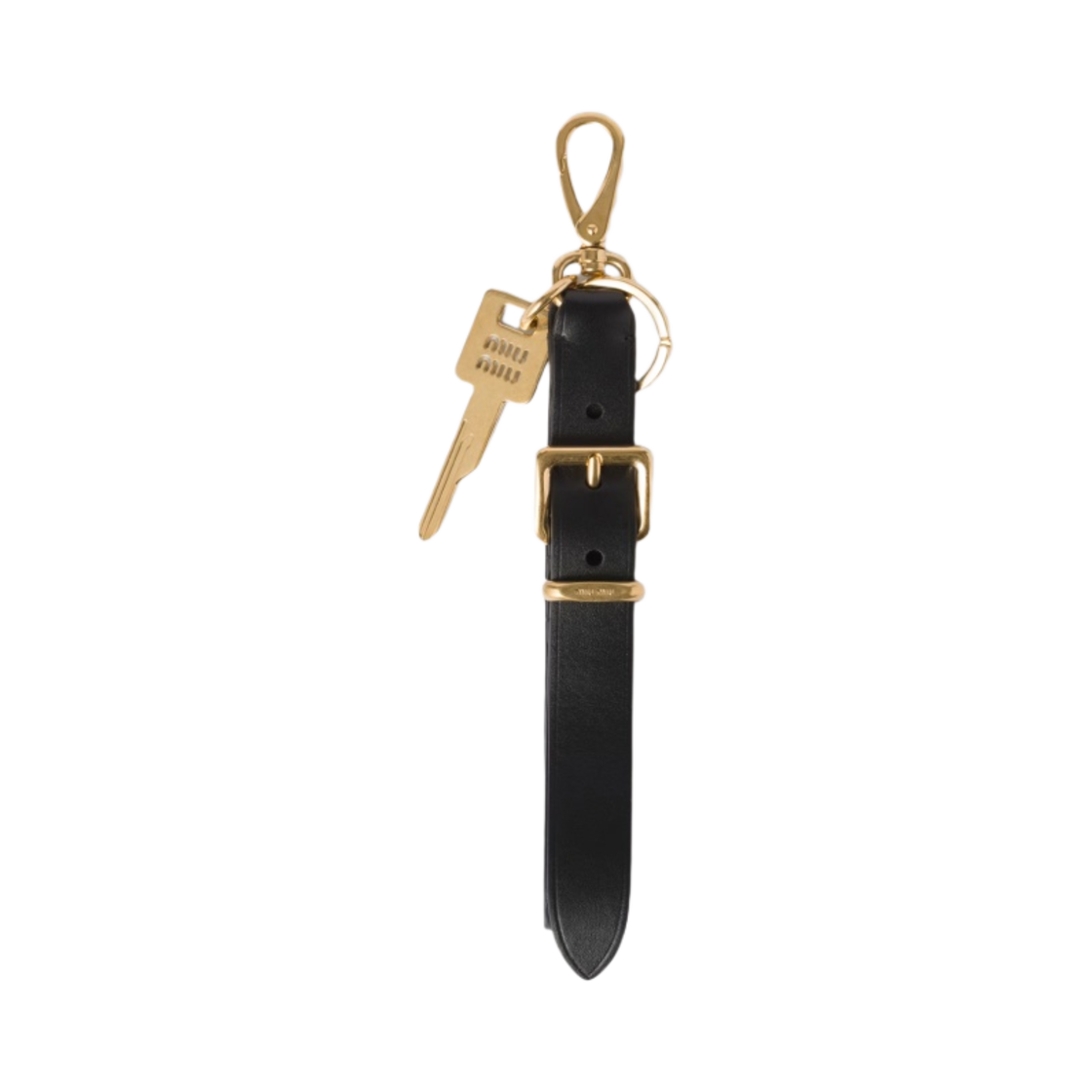 (W) 미우 미우 레더 키 링 블랙((W) Miu Miu Leather Key Ring Black) - 1