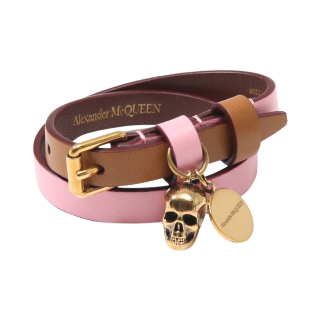 (W) 알렉산더 맥퀸 스컬 더블 랩 브레이슬릿 핑크((W) Alexander McQueen Skull Double Wrap Bracelet Pink) - 1