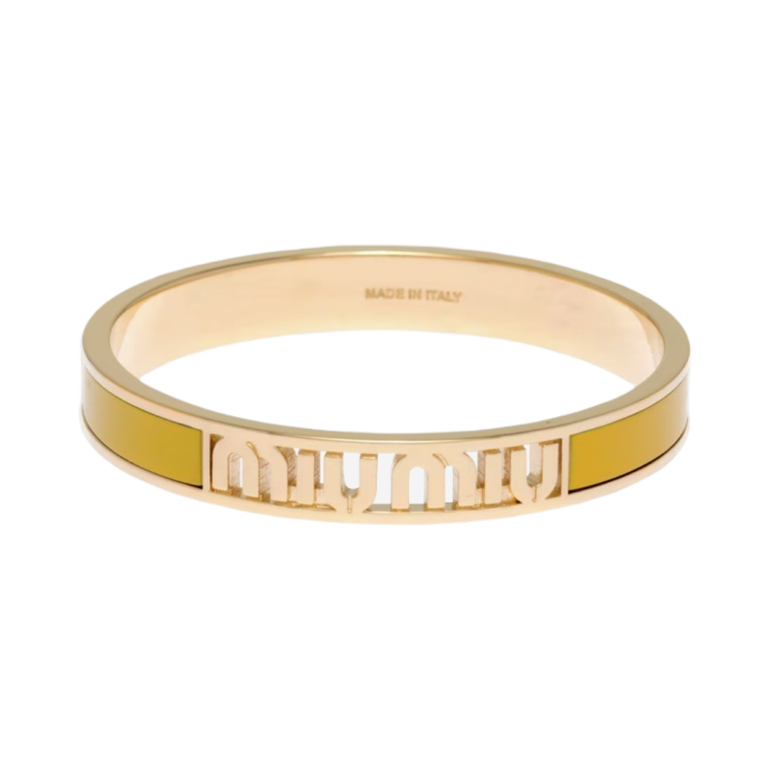 (W) 미우 미우 에나멜 메탈 브레이슬릿 써니 옐로우((W) Miu Miu Enameled Metal Bracelet Sunny Yellow) - 1