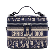 Dior Small Travel Vanity Case Blue Dior Oblique Embroidery
