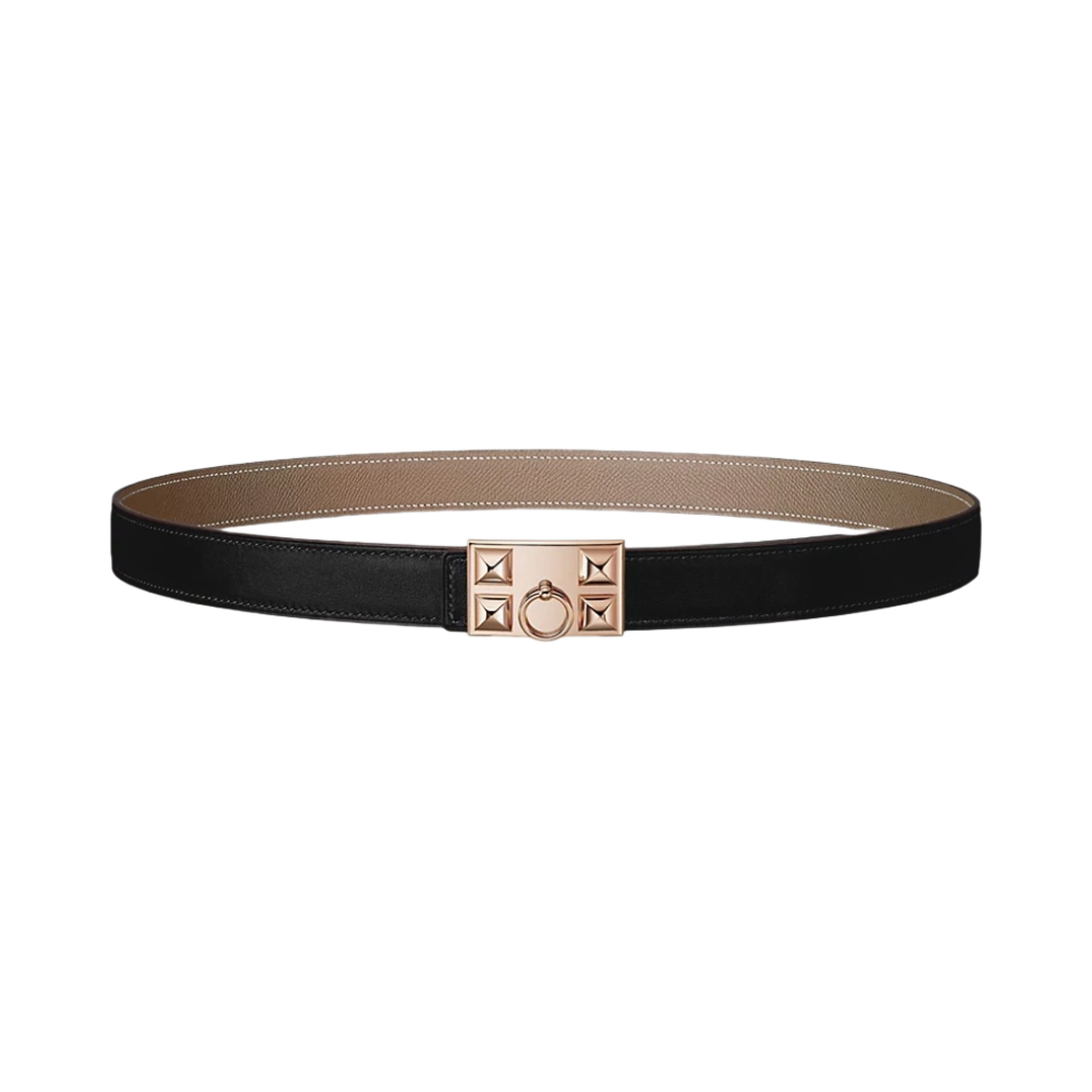 (W) 에르메스 꼴리에 드 샹 벨트 버클 & 리버서블 가죽 스트랩 24mm & 핑크 골드 누아 에뚜쁘((W) Hermes Collier De Chien Belt Buckle & Reversible Leather Strap 24mm & Pink Gold Noir Etoupe) - 1