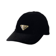 (W) Prada Velvet Baseball Cap Black