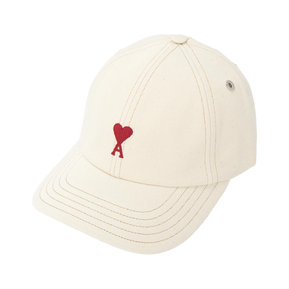 UCP116-DE0039-136 AMI de Coeur Cotton Embroidery Cap White Cream