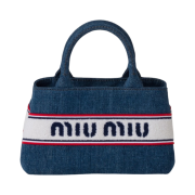 Miu Miu Denim Handbag with Embroidered Logo Blue